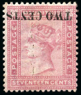 Stamp of Mauritius » Later Issues 1891 Surcharged locally 2c on 17c rose, error surc
