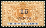 1899 Surcharged 15c on 36c Jubilee, variety bar of