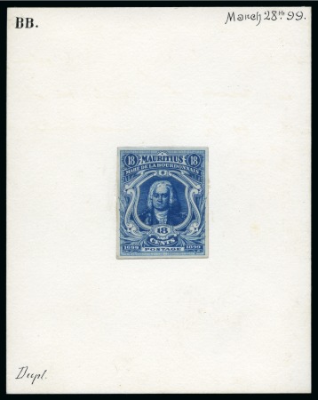 Stamp of Mauritius » Later Issues 1899 La Bourdonnais paste-up essay for 18c value w