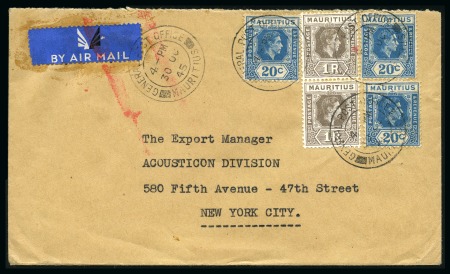Stamp of Mauritius » Later Issues 1938-49 George VI 1r, BW printing on ordinary pape