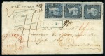Stamp of Mauritius » 1848-59 Post Paid Issue » Intermediate Impressions (SG 10-15) The Largest Multiple on Cover of all the Post Paid
