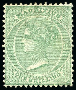 Stamp of Mauritius » Later Issues 1860-63 No watermark 1s green unused with part ori
