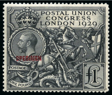 Stamp of Great Britain » King George V 1929 £1 PUC with SPECIMEN ovpt, mint nh, some knoc