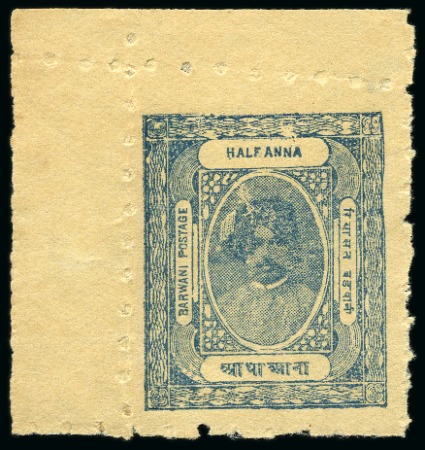 Stamp of Indian States » Barwani 1917-21 1/2a dull blue, unused, top left corner sh