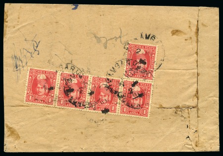 1939-42 1a scarlet, irregular L shaped block of fi