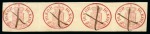 10k Red-carmine, exceptional horizontal STRIP OF F