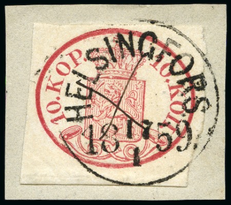 Stamp of Finland » 1856-58 10 Kopek 10k Carmine-red, good margins all around, cancelle
