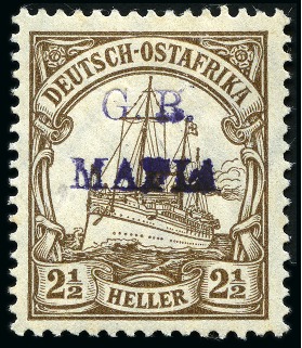 1915 (Jan) 2 1/2h brown, overprinted in blackish v