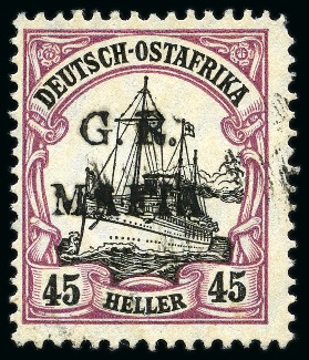 Stamp of Tanganyika » Mafia Island British Occupation » 1915 (Jan) "G. R. / MAFIA" Type 1 Overprint in Black 1915 (Jan) 45h black and mauve, overprinted in bla