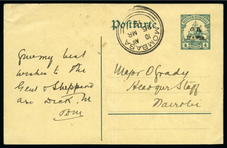 1915 (Jan) 4h green postal stationery handstamped 