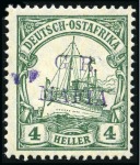 Stamp of Tanganyika » Mafia Island British Occupation » 1915 (Jan) "G. R. / MAFIA" Type 1 Overprint in Deep Purple 1915 (Jan) 4h green, overprinted in deep purple, m