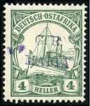 1915 (Jan) 4h green, overprinted in deep purple, m