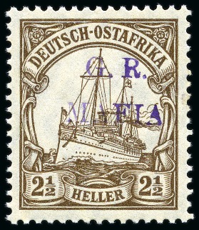 1915 (Jan) 2 1/2h brown, overprinted in reddish vi