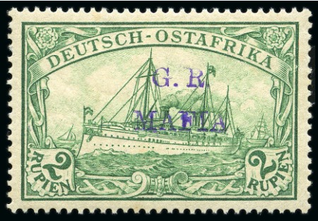 1915 (Jan) 2r green, overprinted in reddish violet