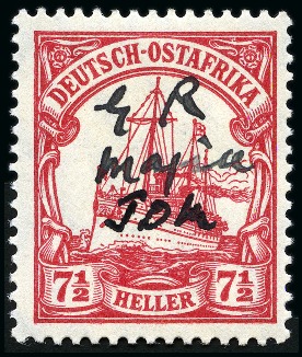 Stamp of Tanganyika » Mafia Island British Occupation » 1915 (Jan) "G R / Mafia / JDM" Manuscript Overprint 1915 "G R / Mafia / JDM" on German East Africa 7 1