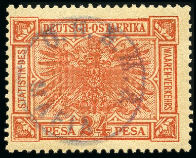 Stamp of Tanganyika » Mafia Island British Occupation » 1915 (Sep) "OHBMS Mafia" in Circle on GEA Fiscals 1915 (Sept) 24 pesa vermillon with violet overprin