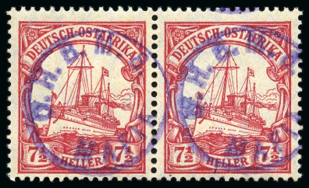 Stamp of Tanganyika » Mafia Island British Occupation » 1915 (Sep) "OHBMS Mafia" in Circle on GEA Fiscals 1915 (Sept) Type M3 violet overprint on German Eas
