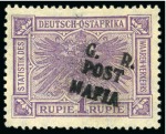 Stamp of Tanganyika » Mafia Island British Occupation » 1915 (Sep) "G. R / POST / MAFIA" Type 4 Overprint Only on GEA 1915 (Sept) 1r lilac with only type M4 (G.R. / POS
