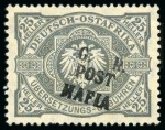 Stamp of Tanganyika » Mafia Island British Occupation » 1915 (Sep) "G. R / POST / MAFIA" Type 4 Overprint Only on GEA 1915 (Sept) 25h grey with only type M4 (G.R. / POS
