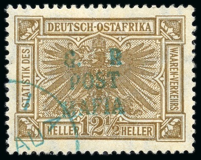 Stamp of Tanganyika » Mafia Island British Occupation » 1915 (Sep) "G. R / POST / MAFIA" Type 4 Overprint Only on GEA 1915 (Sept) 12 1/2h drab with only type M4 (G.R. /