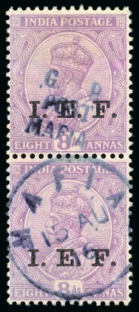 1915 (Nov) 8a deep magenta in pair (dull blue over