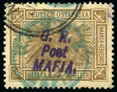 Stamp of Tanganyika » Mafia Island British Occupation » Other Issues German East Africa fiscal 12 1/2h drab with O.H.B.