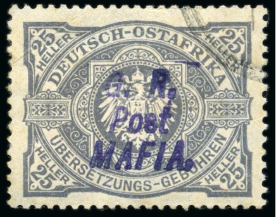 Stamp of Tanganyika » Mafia Island British Occupation » Other Issues German East Africa fiscal 25h grey with type M5 G.