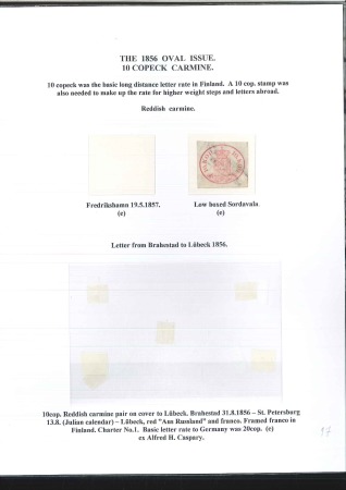 Stamp of Finland » 1856-58 10 Kopek 10k Carmine: Balance collection of this value comp