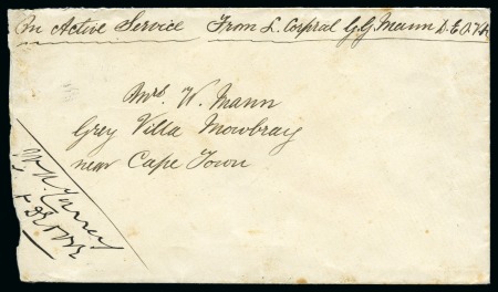1880 Stampless envelope to Mowbray (Cape Province)