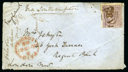 Stamp of Great Britain » 1855-1900 Surface Printed 1867 Envelope to London franked 1865-67 6d lilac, 