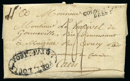 Stamp of Mauritius 1818 Entire to France with oval "PORT LOUIS / POST