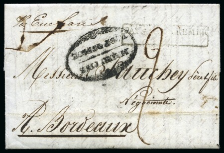 1831 Entire from Port Louis to France with fancy o