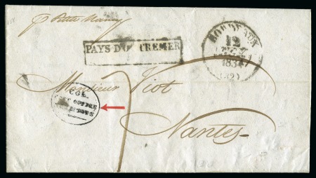 Stamp of Mauritius 1834 (Jul 14) Entire to France with "COL. / POST O