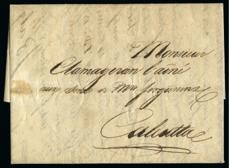 Stamp of Mauritius 1827 Entire from Bordeaux to Calcutta, carried pri
