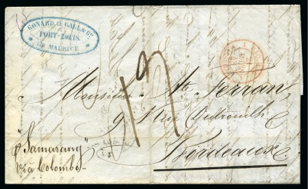 1843 Wrapper to France with MAURITIUS / POST OFFIC