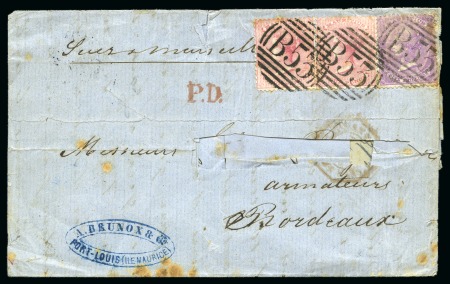 Stamp of Mauritius 1874 (Apr 4) Lettersheet to France with 1863-72 4d