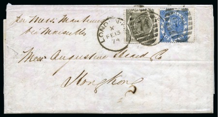 Stamp of Great Britain » 1855-1900 Surface Printed 1874 (Feb 13) Wrapper to Hong Kong with 1867-80 2d