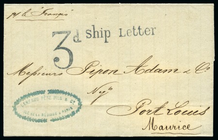 Stamp of Mauritius 1868 (May 18) Wrapper from St. Denis, Reunion to M