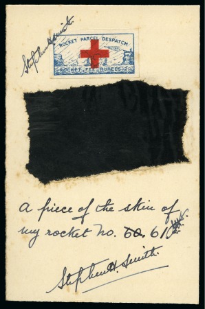 Stamp of India Rocket Parcel Despatch, card with piece of rocket