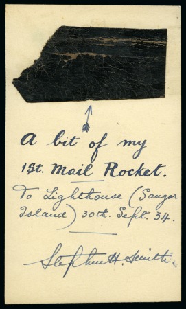Stamp of India 1934 (Sep 30) First mail rocket, card with piece o