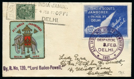 Stamp of India 1937 (Feb 3) Scouts Jamboree rocket mail (the "Lor