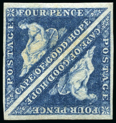 Stamp of South Africa » Cape of Good Hope 1863-64 4d Blue mint og pair, good to large margin