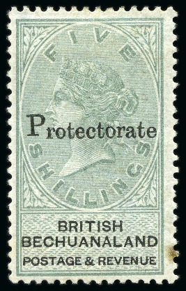 Stamp of Bechuanaland » British Bechuanaland 1888 (Aug) 5s Green & Black mint og, tone spot at 