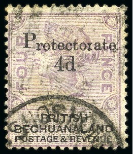 Stamp of Bechuanaland » British Bechuanaland 1888 (Aug) 4d on 4d Lilac & Black, used with parti