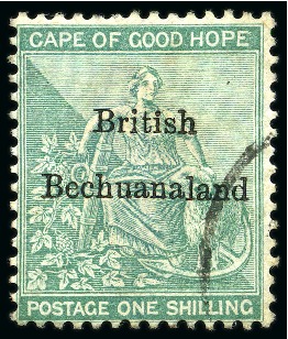 Stamp of Bechuanaland » British Bechuanaland 1885-87 1s Green used with indistinct cancel, disc