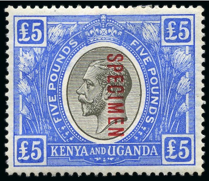 Stamp of Kenya, Uganda and Tanganyika » Kenya, Uganda and Tanganyika 1922-27 £5 Black & Blue with SPECIMEN ovpt, mint h