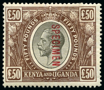 Stamp of Kenya, Uganda and Tanganyika » Kenya, Uganda and Tanganyika 1922-27 £50 Black & Brown with SPECIMEN ovpt, mint