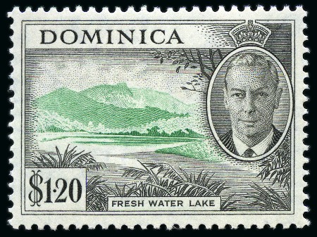 Stamp of Dominica 1951 $1.20 Emerald & Black with missing "C" of "CA
