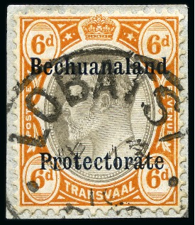 Stamp of Bechuanaland » British Bechuanaland Postal Fiscals: 1910 6d Black & Brown-Orange tied 
