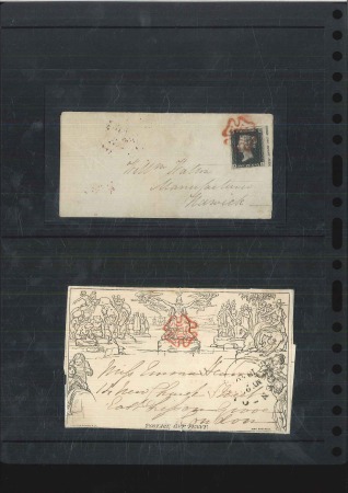 Stamp of Great Britain » 1840 1d Black and 1d Red plates 1a to 11 1840-41, Collection of Penny Black covers (4 + 1 f